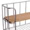 Set of 2 Silver Metal Basket & Wooden Wall Shelf Units With Hooks